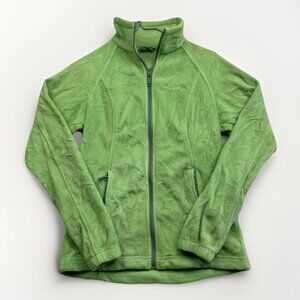Columbia Women's Sz Small Lime Green Polar Fleece Jacket Full Zip Pockets Hike